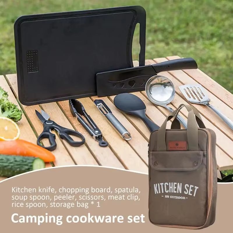8pcs Camping Kitchen Cookware  - Camping Cooking Organizer review and price
