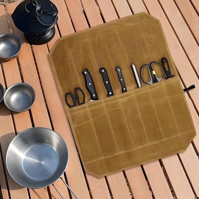 Waxed Canvas Chef Knife Roll M - Camping Cooking Organizer review and price